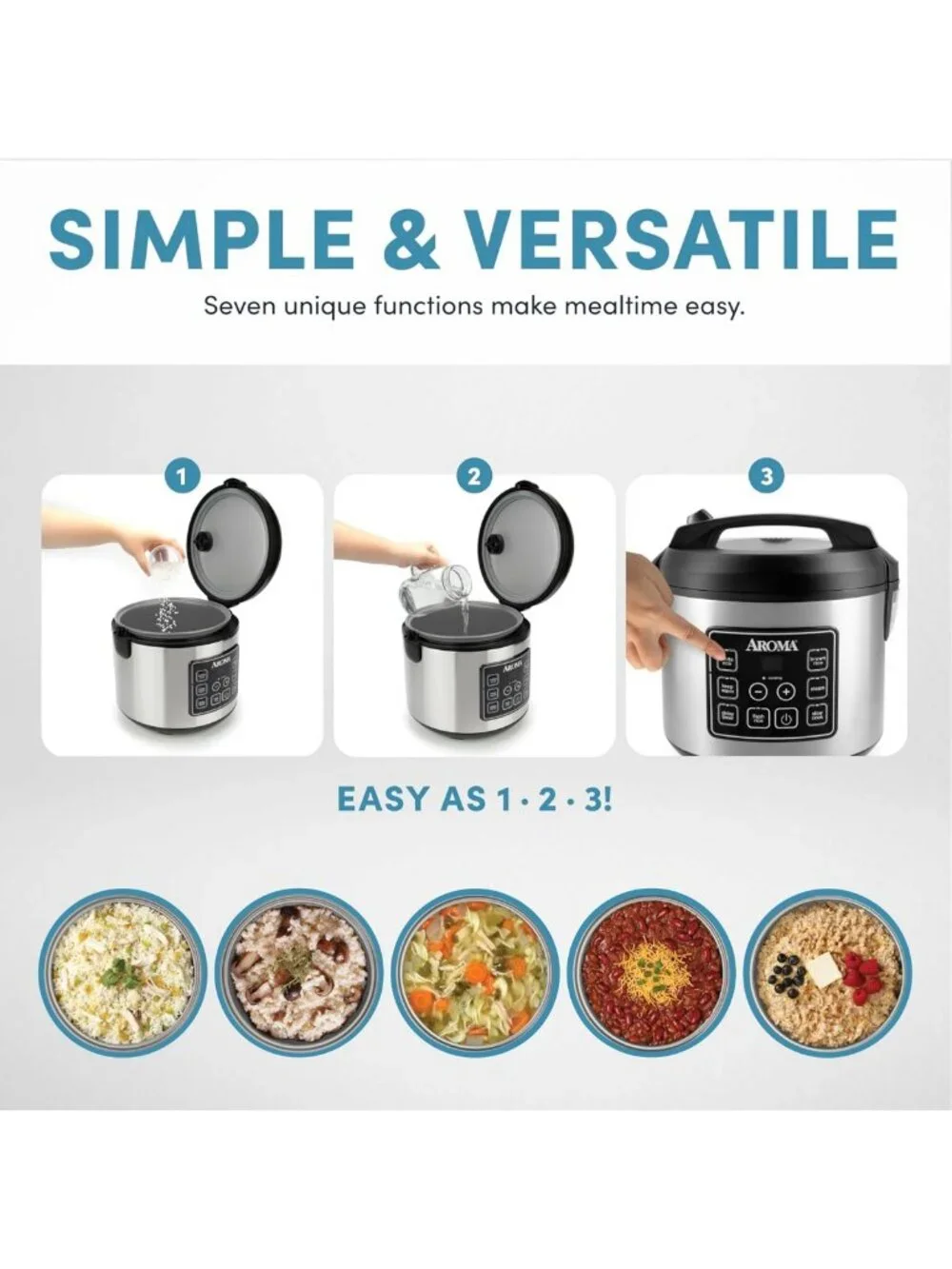 20-Cup Digital Rice Cooker & Steamer - Slow Cooker, Stainless Steel, Black